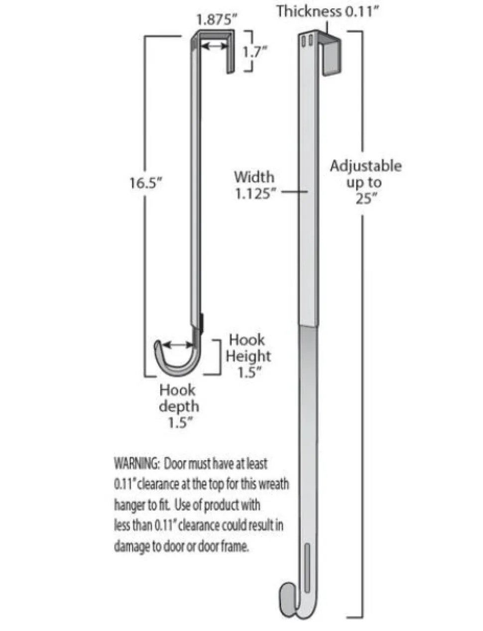 Adjustable Wreath Hanger - Nickel