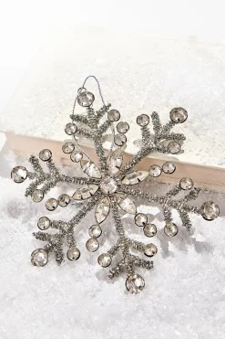 6" Antiqued Rhinestone Snowflake Ornament