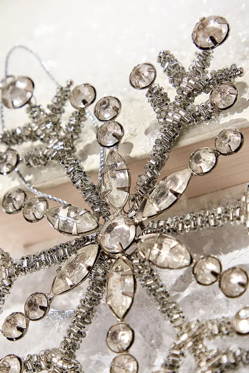 6" Antiqued Rhinestone Snowflake Ornament
