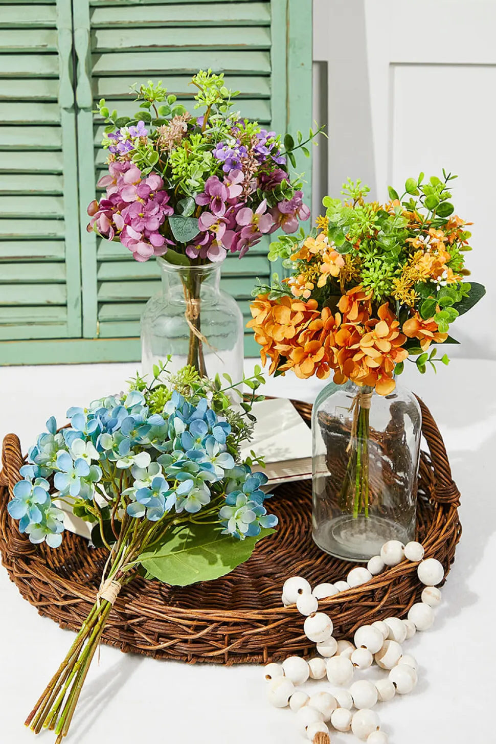 14" Artificial Hydrangea/Berry Bush Spray