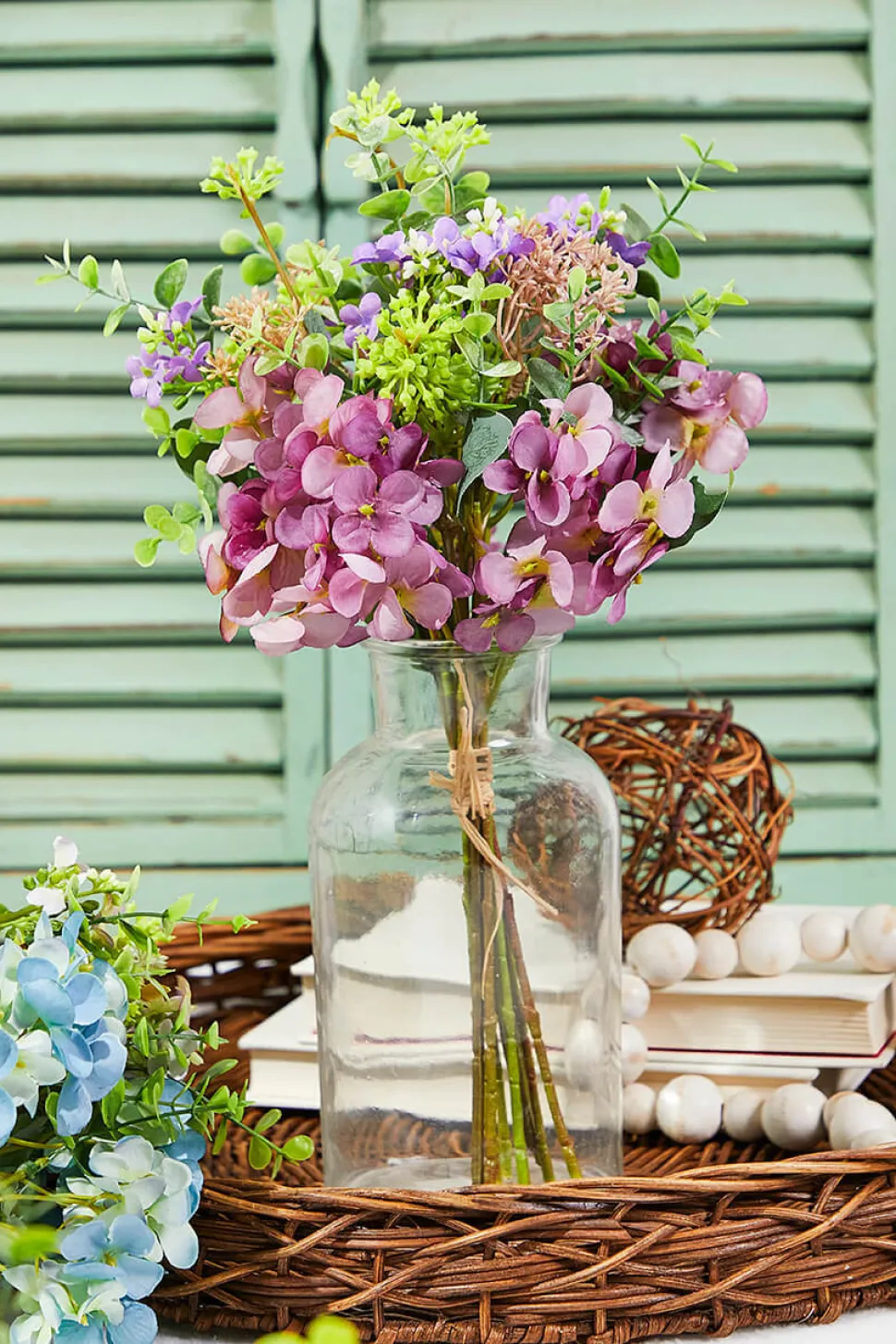 14" Artificial Hydrangea/Berry Bush Spray