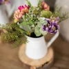 10” Aster Daisy Floral in White Pitcher Accent - Pink