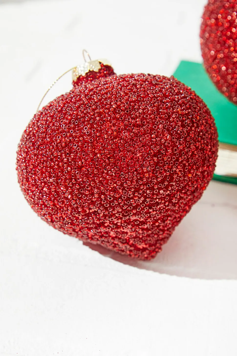 6" Beaded Red Glass Ornament