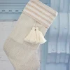 Beige Burlap Stocking with Tassel