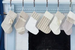 Beige Stocking with Brown Stripes