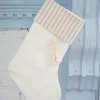 Beige Stocking with Stripe & Tassel