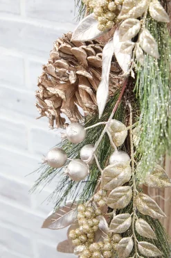 6' Berry/Pinecone/Cedar Garland - Champagne