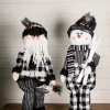 32” Black and White Buffalo Check Santa and Snowman Plush Figurine