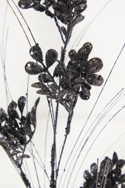 27" Black Glitter/Sequin Boxwood/Grass Spray