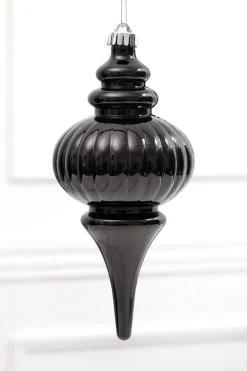 10" Black Metallic Finial Ornament
