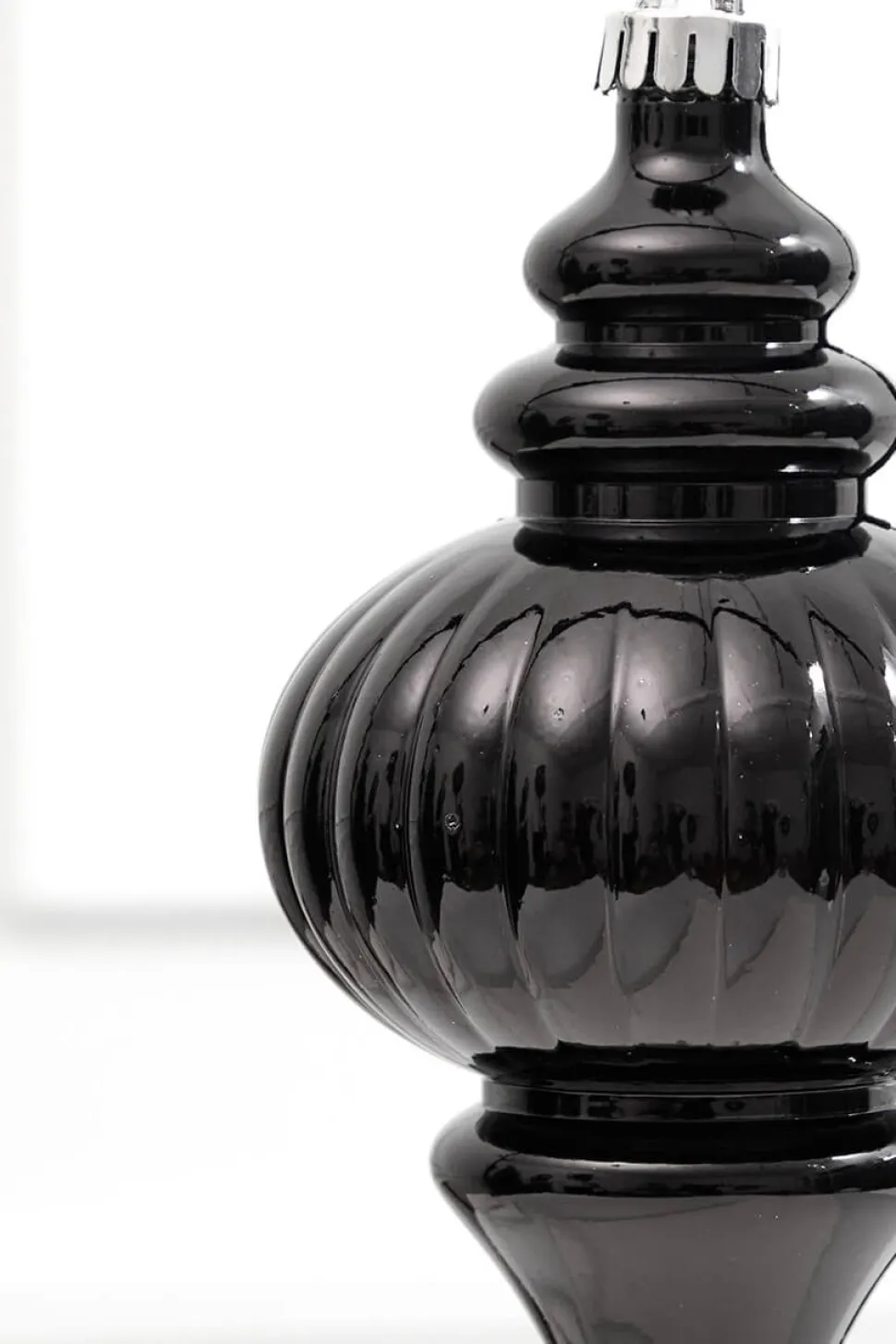 10" Black Metallic Finial Ornament
