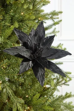 24" Black Velvet Poinsettia Stem
