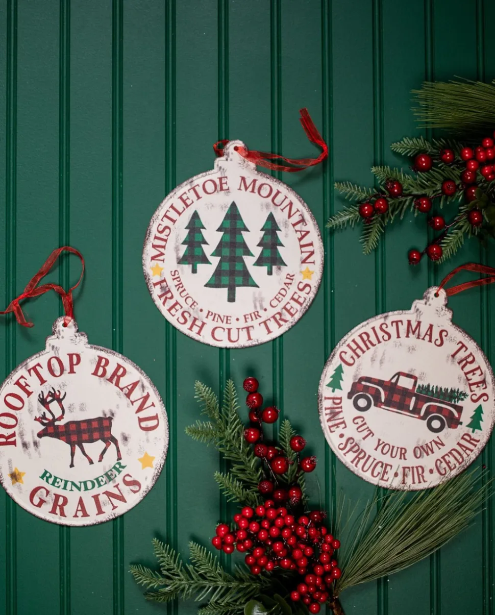 Buffalo Check Metal Holiday Design Christmas Ornaments