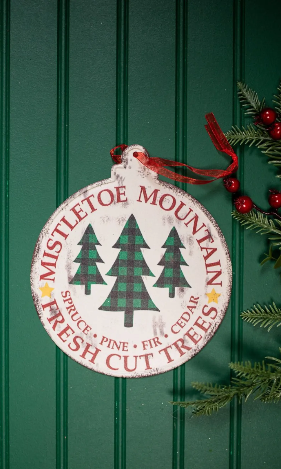 Buffalo Check Metal Holiday Design Christmas Ornaments