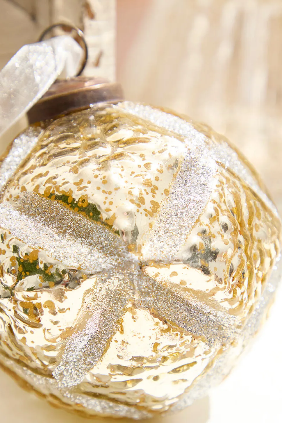 4" Champagne Gold Glass Ball Ornament