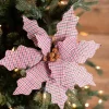 22” Check Poinsettia Stem - Red/Natural