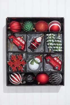 Christmas Shatterproof 25 Piece Assortment - Red, Green, White