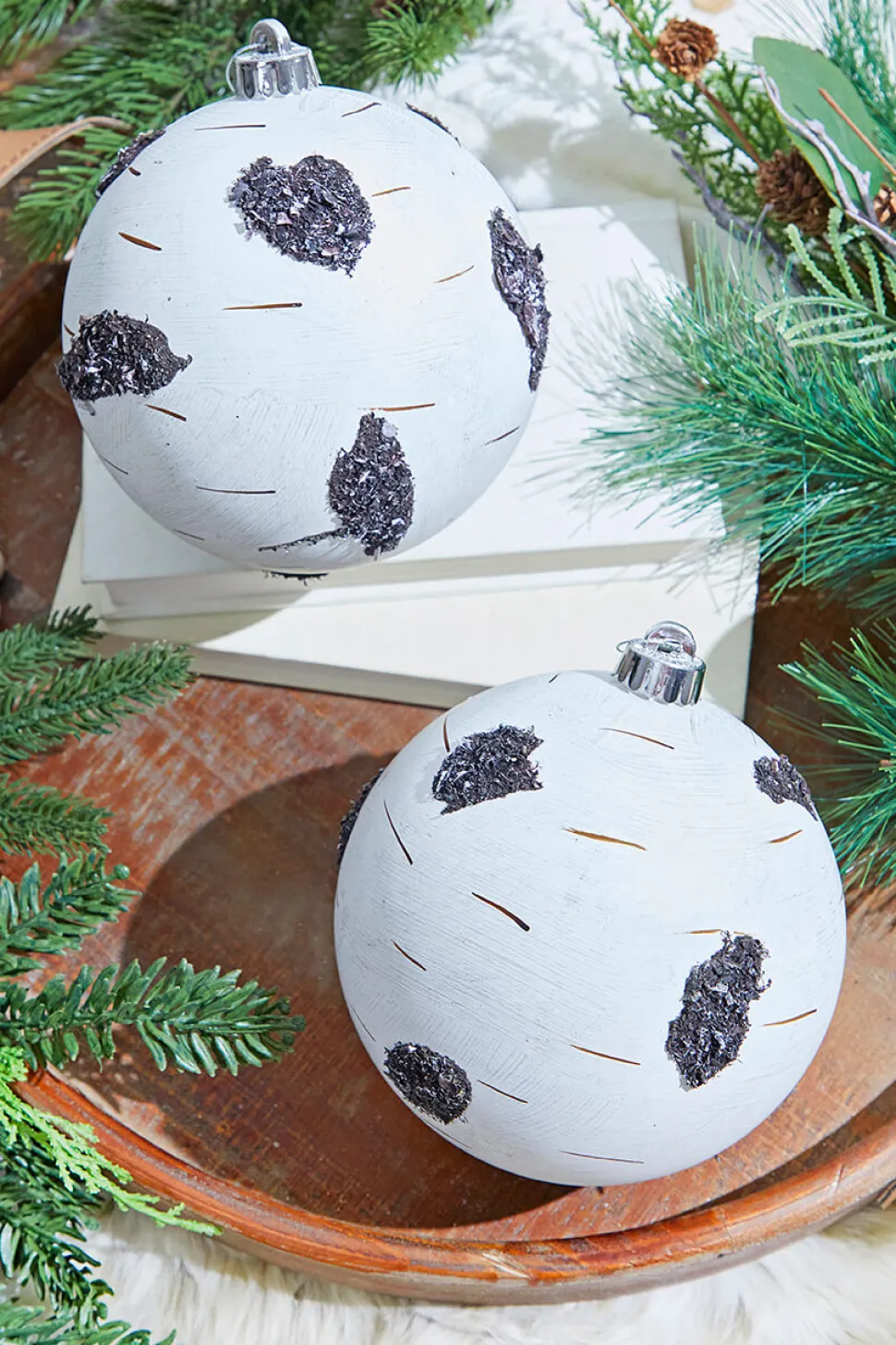 15 Cm Birch Ball Christmas Ornaments-Set of 2