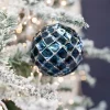 12 CM Blue Chrome Honeycombed Ball Ornament