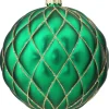 15 CM Emerald Green Matte Glitter Quilted Net Ball Christmas Ornament