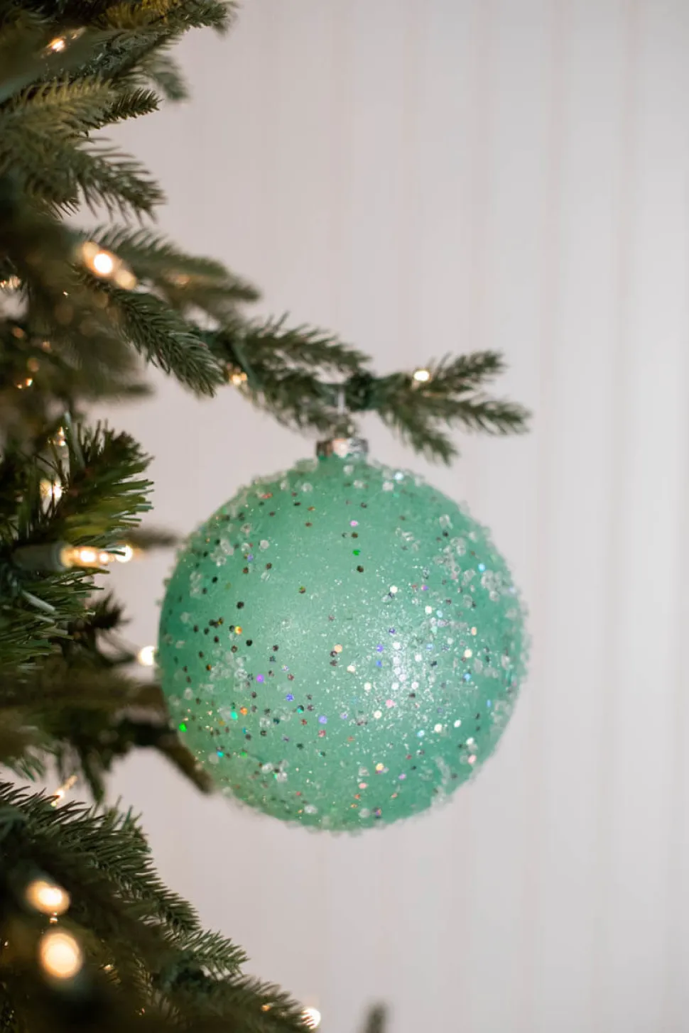 15cm Ice Sugared Gumdrop Ball Ornament Mint Green