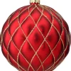 15 CM Red Matte Glitter Net Quilted Ball Ornament