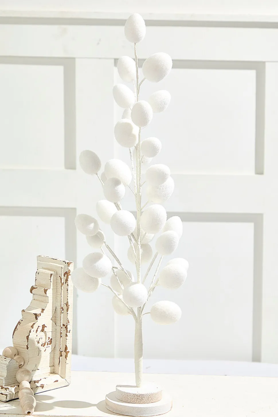 22.5" Colorful Flocked Egg Tree