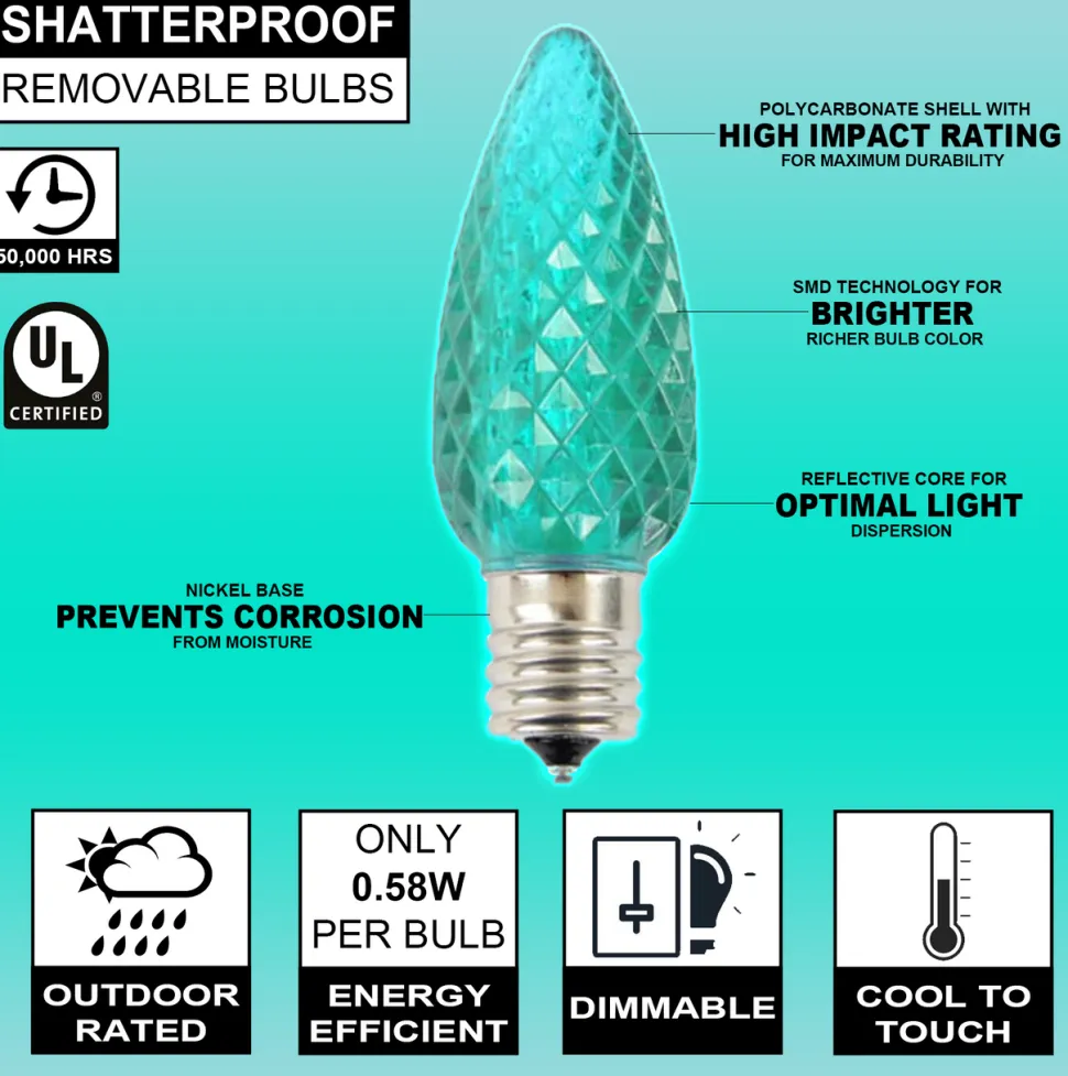 C9 Wonderful LED SMD Bulb (25 bulbs/bag) - Faceted, Teal
