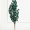 33" Dark Green Flocked Berry Spray