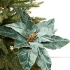 22" Dusty Green Velvet Poinsettia Stem