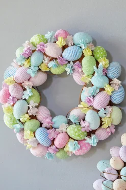 15.75" Easter Egg With Flowers Wreath