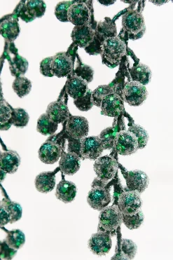 31" Emerald Glitter Berry Spray