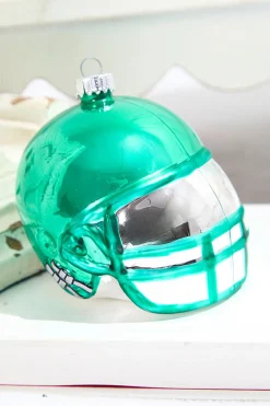 3.5" Emerald Green Glass Football Helmet Ornament