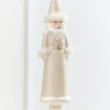 8" Faux Fur Glass Santa Ornament