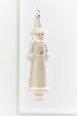 8" Faux Fur Glass Santa Ornament