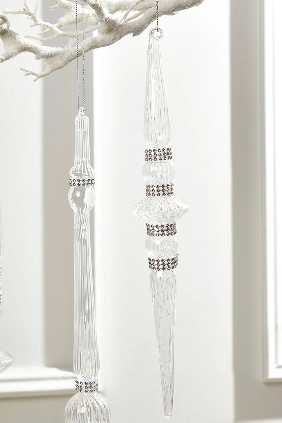 12" Finial Glass with Jewels Ornament