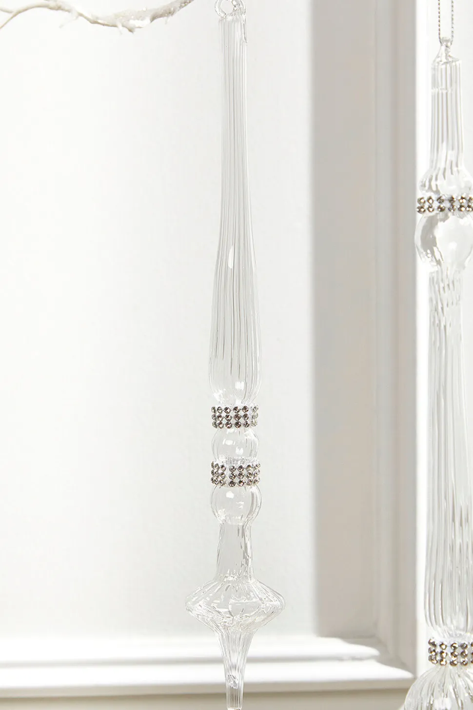 12" Finial Glass with Jewels Ornament
