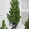 Flocked Pine Tree With Plaid Fabric - Large