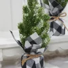 Flocked Pine Tree With Plaid Fabric - Small
