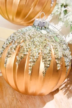 4” Frosted Glass Glitter Ornaments