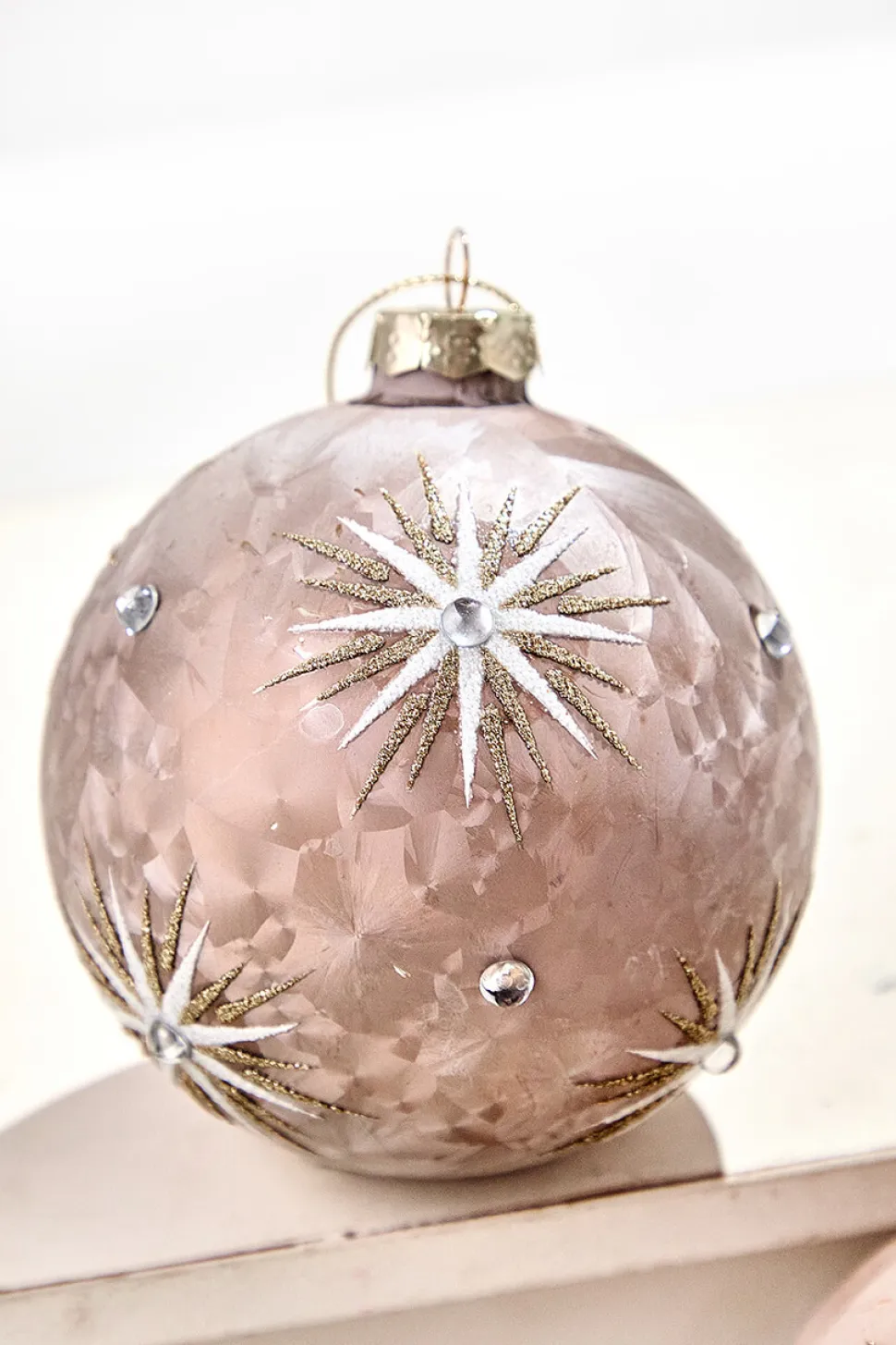 5" Frosted Starburst Glass Ornament