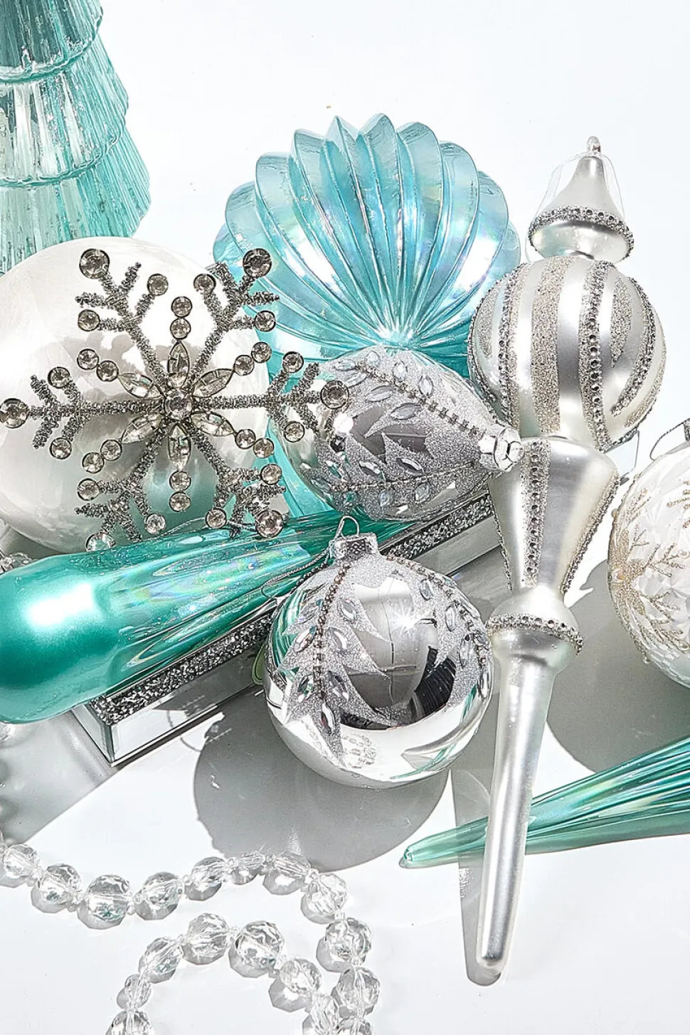 10" Frosty Blue Glass Icicle Ornament