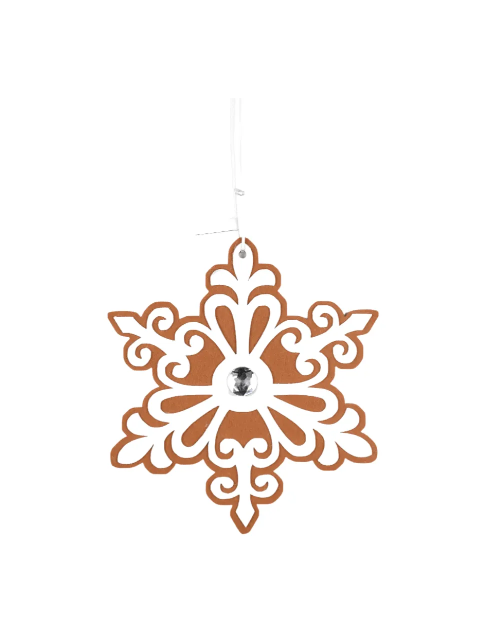 9” Gingerbread White Snowflake Ornament