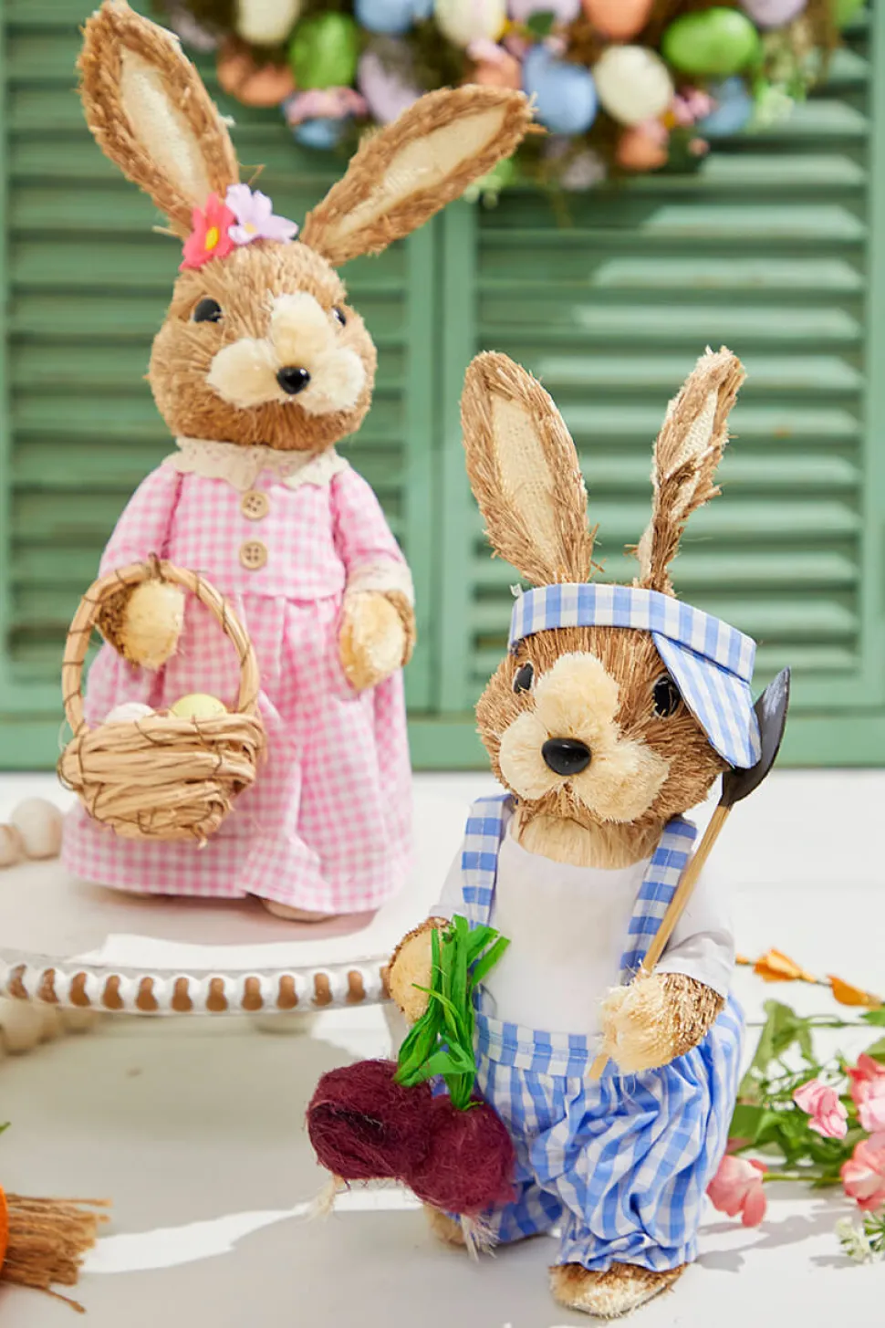 12.5" Gingham Bunny with Eggs