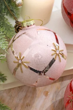4” Glass Diamond Ball Ornament
