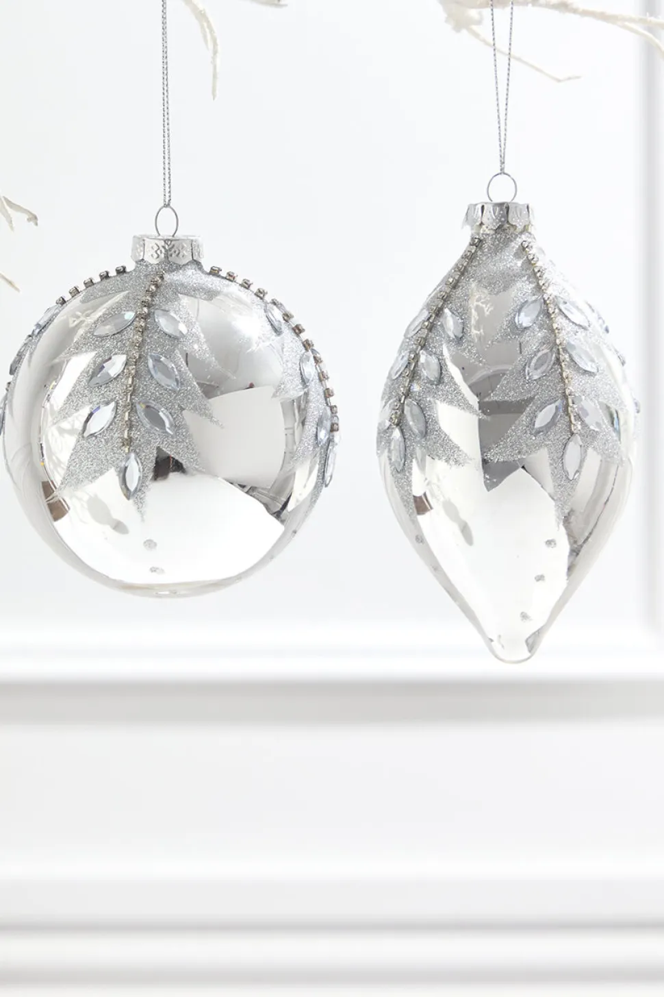 4" - 5.5" Glass Jewel Ball & Finial Ornament