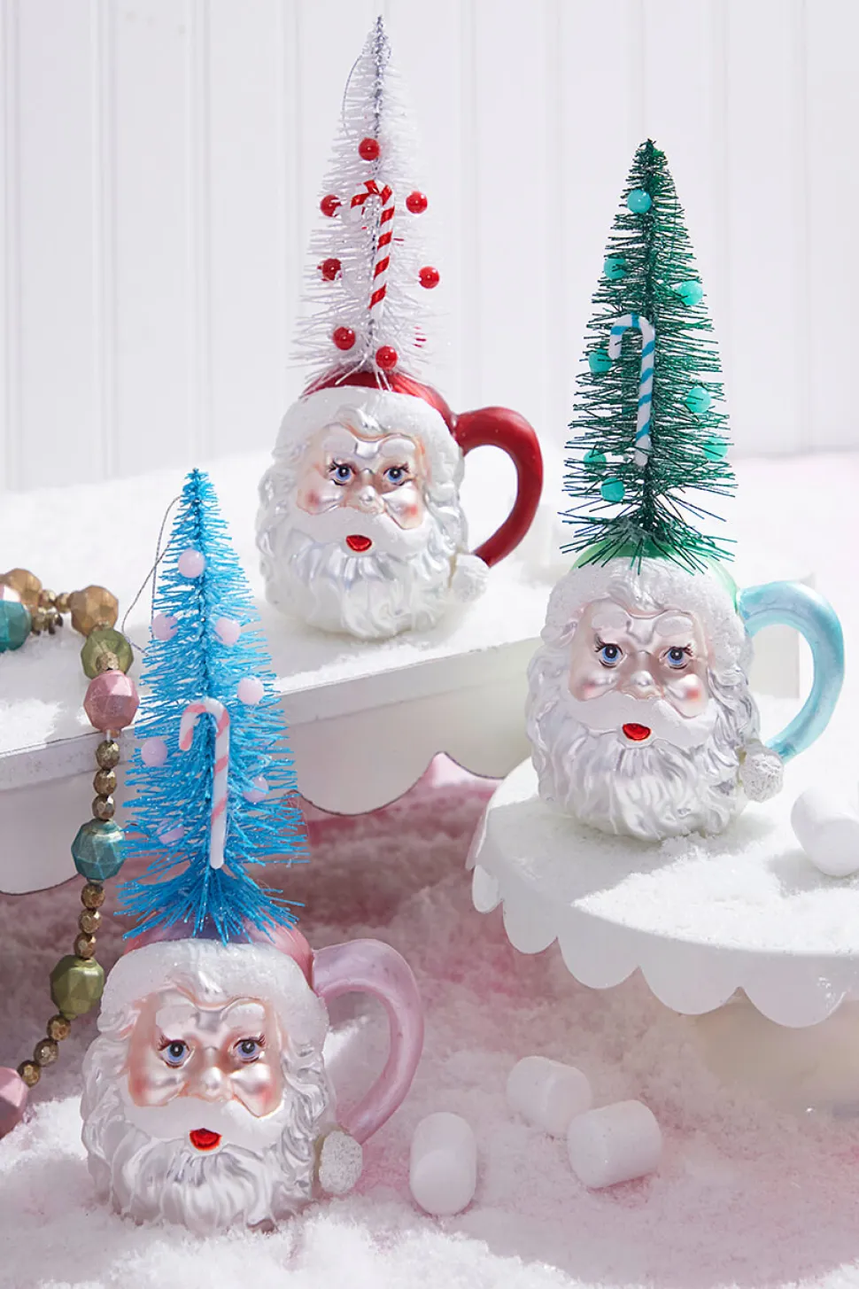 9" Glass Santa Cup Ornament