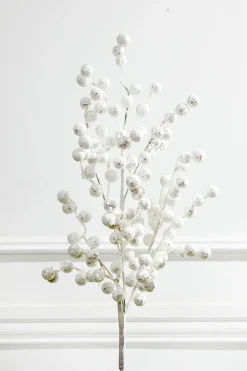 29” Glitter Crabapple Spray - White