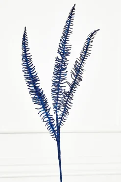 35" Glitter Fern Spray - Midnight Blue