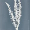 35" Glitter Fern Spray - White